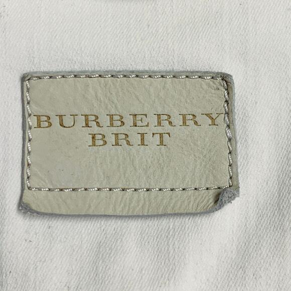 BURBERRY BRIT Size L Cream Cotton Blend Stretch Denim Jacket Blazer - Picture 4 of 8